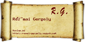 Rémai Gergely névjegykártya