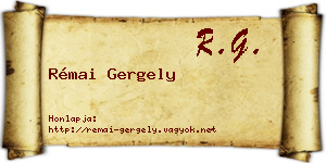 Rémai Gergely névjegykártya